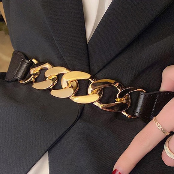 BellanBlue Accessories - Luxe Vegan Leather Chain Snap Button Belt